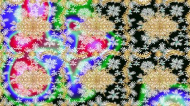 Altın elementlerle nötr renklerde altın desen. Raster oryantal süs. Altın deseni çiz.