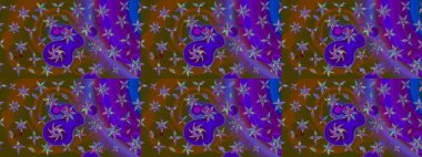 Desen, çizim, çiçek sınırı. Çiçek çelengi. Güzel, parlak, pürüzsüz kumaş, tuval. Kıvırcık, parlak örgü. Eski moda arka plan. Raster illüstrasyonu.