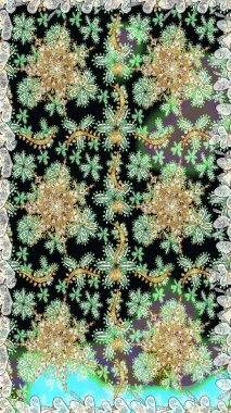 Tarafsız renklerde altın element. Damask kusursuz yinelenen arkaplan. Barok tarzında altın çiçekli süs. Doku arkaplanı üzerine altın duvar kağıdı.