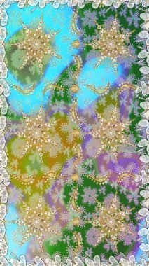 Kusursuz raster arka plan. Şık bir grafik desen. Çiçek deseni. Duvar kâğıdı barok, İspanyol kumaşı. Tarafsız renklerdeki altın elementler.