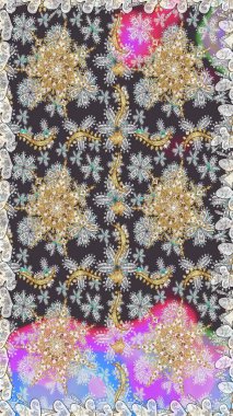 Barok tarzında kusursuz bir doğulu süsü. Raster oryantal süs. Gri renkli ve altın elementli altın desenli. Geleneksel klasik altın desen.