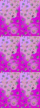 Sevimli çiçek raster deseni. Tarafsız ve morumsu renklerde çiçekler. Renkli Bahar Teması eskiz kalıbı. Düz Çiçek Elementleri Tasarımı.