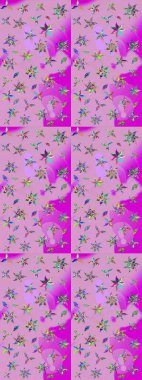 Çiçekli, yapraklı, çiçek desenli eskiz. El çizimi. Raster illüstrasyonu.