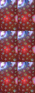 Çiçek buketleriyle klasik bir eskiz şekli. Raster illüstrasyonu. Kahverengi ve kırmızı renklerde.