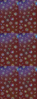 Çiçekli güzel suluboya desen. Raster illüstrasyonu. Kahverengi ve mor renklerde.