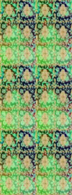 Eskiz oryantal klasik altın desen. Yeşil renklerde altın tekrarlayan elementler içeren Raster soyut arkaplanı.