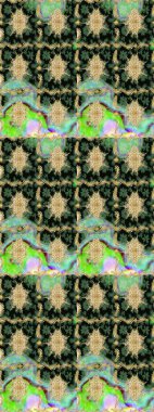 Barok tarzında eskiz oryantal süsü. Geleneksel klasik altın desen. Altın elementlerle yeşil renklerde altın desen. Raster doğulu süsü.