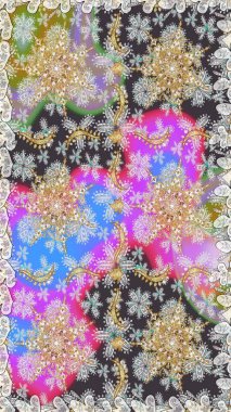 Gri ve nötr renklerde altın desenler ve altın elementler. Barok tarzında duvar kağıdı tasarımı için kusursuz damaske deseni arkaplanı. Süslü raster dekorasyonu.