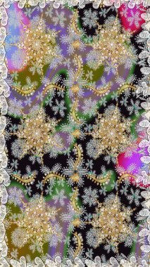 Raster geleneksel oryantasyon süsü. Kusursuz klasik altın desen. Altın desenli gri ve nötr renkler ve altın elementler.