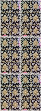 Paisleys zarif çiçek desenli arkaplan duvar kâğıdı çizimi klasik stil, güzel 3D çizgili sanat eseri altın ve siyah desenli çiçek yaprakları ve süslemeleri..