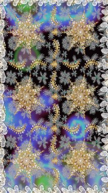 Doğu tarzı arabesk. Kusursuz altın desenli bukleler. Altın elementli gri ve nötr renkler. Raster altın desen. Raster illüstrasyonu.