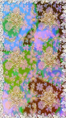 Barok tarzında altın çiçekli süs. Damask pürüzsüz yineleme kalıbı. Antika altın tekrarlanabilir duvar kağıdı. Tarafsız ve bej renklerde altın element.