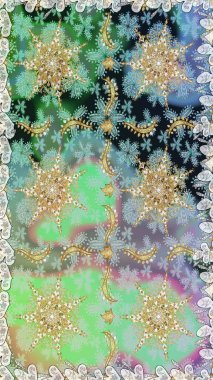 Senin tasarımın için, duvar kağıdı. Raster geometrik arka plan. Tarafsız ve gri renklerde altın çiçekli altın desenler. Altın rengi kusursuz illüstrasyon.