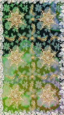 Küçük bir alan derinliği. Oyma. Kusursuz ahşap oyma. Lüks mobilyalar. Altın kaplamalı yeşil ve gri zemin. Patina. Gri renkli ve altın elementli desen. Klasik mobilya stili.