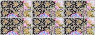 Geleneksel raster ve altın desen. Damask pürüzsüz süsü. Gri ve nötr renkler üzerinde klasik oryantal desen.