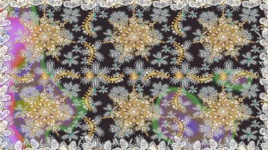 Geleneksel oryantasyon süsü. Klasik klasik klasik arka plan. Kusursuz klasik raster grisi, nötr ve altın desenli.