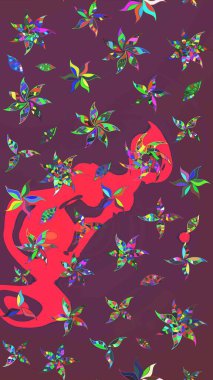 Küçük çiçekteki sevimli çiçek deseni. Kahverengi ve pembe renkli çiçekler. Raster illüstrasyonu.