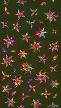 Yeşil ve gri renklerde bahar çiçekleri. Raster çiçekleri klasik tarzda çizilmiş. Raster illüstrasyonu. Çiçekli yumuşak çizim deseni.