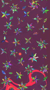 Kahverengi ve mor renkte çiçekli çiçek deseni. Çiçekler suluboya tarzında kahverengi ve mor renkte.