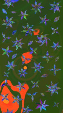 Çiçekli çiçek deseni, suluboya. Raster deseni. Süslü kumaş deseni.