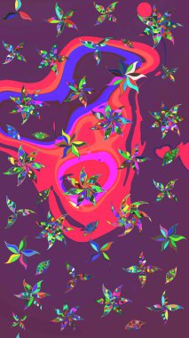 Mor ve pembe renkli çiçekler. Renkli Bahar Teması eskiz kalıbı. Çiçekli çiçek deseni, suluboya. Düz Çiçek Elementleri Tasarım Raster illüstrasyonu.