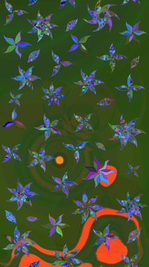 Küçük çiçekteki sevimli çiçek deseni. Güzel karalamalı çiçek desenli çizim. Güzel kumaş deseni. Raster illüstrasyonu.