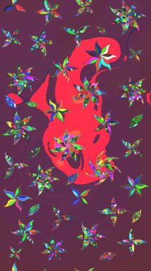 Kahverengi ve pembe renkli güzel çiçekli eskiz deseni, suluboya çiçek deseni, duvar kağıdı, kart veya kumaş için fayanslı. Raster..