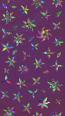 Elle boyanmış suluboya resim çizimleri, çiçekler ve bitkiler. Mor ve yeşil renkte çiçekler.