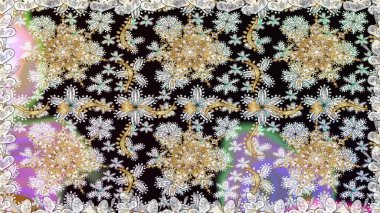 Tekrarlayan elementlerle kusursuz soyut arkaplan. Tarafsız, siyah ve altın desenli. Zarif raster klasik desen.