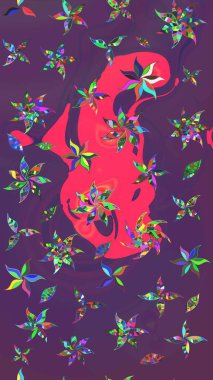 Mor ve pembe renkte çiçekler. Sketch Colour Spring Theme eskiz kalıbı. Sevimli çiçek raster deseni. Düz Çiçek Elementleri Tasarımı.