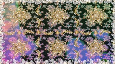 Kusursuz oryantal klasik altın desen. Gri ve nötr renklerde altın tekrarlayan elementler içeren Raster soyut arkaplanı.