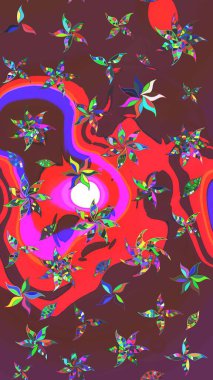 Kahverengi ve kırmızı renkte çiçekler. Küçük çiçekte sevimli çiçek deseni var..