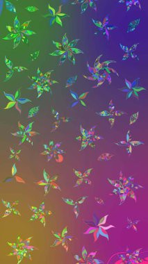 Egzotik çiçekler, mor ve yeşil renkler üzerine botanik ve parlak klasik doğa. Klasik tropikal doğal elementlerin suluboya seti. Raster illüstrasyonu.