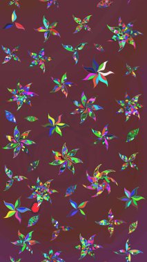 Raster illüstrasyonundaki çiçek desenli çizim. Düz Çiçek Elementleri Tasarımı. Güzel kumaş deseni. Renkli Bahar Teması çizim şablonu.