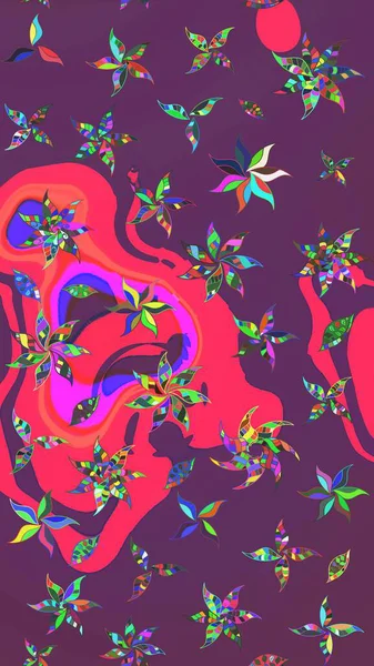 Sabıka fotoğraflarında, bebek kıyafetlerinde, duvar kâğıtlarında, paket kutularında falan kullanılabilir. Raster. Zarif, parlak ve eskiz mor ve pembe çiçek desenli tasarım.