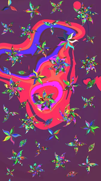 Mor ve pembe renkli çiçekler. Renkli Bahar Teması eskiz kalıbı. Çiçekli çiçek deseni, suluboya. Düz Çiçek Elementleri Tasarım Raster illüstrasyonu.