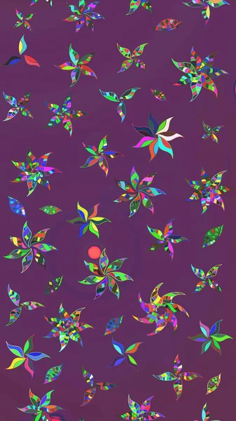 Raster. Düz Çiçek Elementleri Tasarımı. Renkli Bahar Teması çizim şablonu.