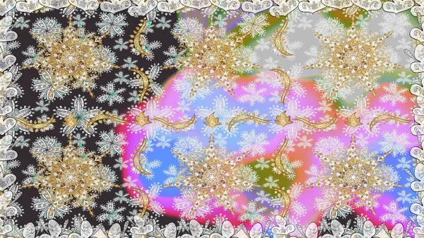 Gri ve nötr renklerde altın desenler ve altın elementler. Düz elle çizilmiş klasik koleksiyon. Arkaplan, kumaş, altın duvar kağıdı. Raster altın pürüzsüz desen.