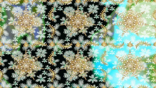 Geleneksel raster ve altın desen. Tarafsız ve siyah renkler üzerinde klasik oryantal desen. Damask pürüzsüz süsü.