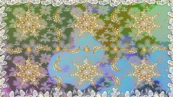 Kış kar dokusu duvar kağıdı. Noel altın kar tanesi kusursuz desen. Tarafsız ve gri renklerde altın kar taneleri. Sembol tatili, yeni yıl kutlaması, altın desenler..