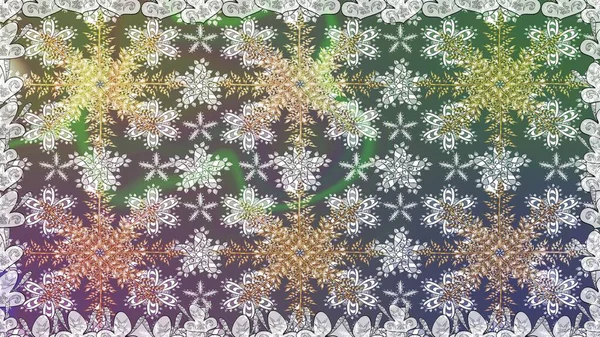 Gri ve nötr renklerdeki altın element. Altın çiçekli, pürüzsüz desen. Barok tarzında altın çiçekli süs. Damask arkaplanı.