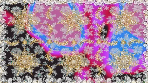 Damask pürüzsüz yineleme kalıbı. Gri ve nötr renklerde altın element. Barok tarzında altın çiçekli süs. Antika altın tekrarlanabilir duvar kağıdı.