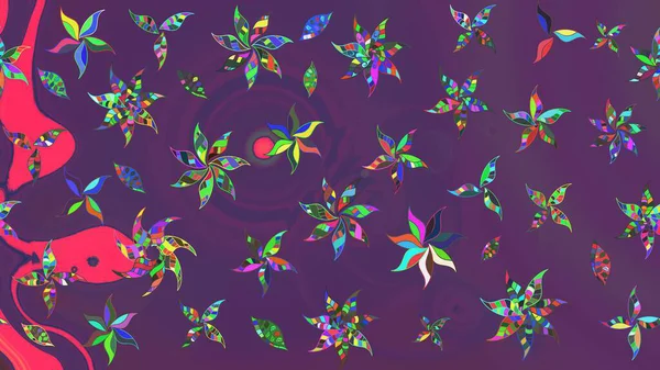 Küçük çiçekteki sevimli çiçek deseni. Robot resim. Raster illüstrasyonu.