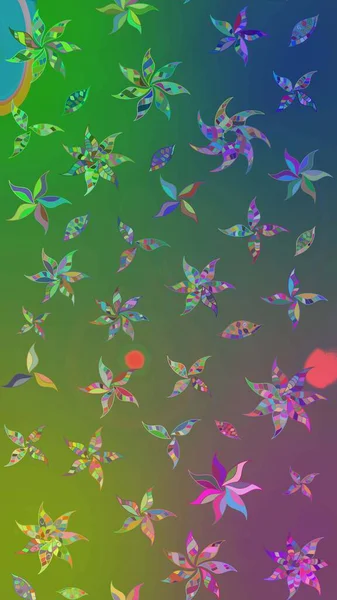 Yeşil ve mavi renkler üzerine çiçek desenli eskiz, el yapımı papatyalar, papatyalar. Tekrarlayan çiçek arkaplanı, zarif yeşil ve mavi çiçekler duvar kağıdı.