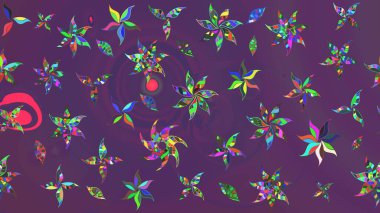 Egzotik çiçekler, mor ve menekşe renkleri üzerine botanik ve parlak klasik doğa. Raster illüstrasyonu. Klasik tropikal doğal elementlerin suluboya seti.