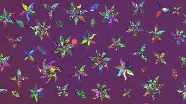 Raster suluboya çiçek deseni, narin çiçekler, mor ve yeşil çiçekler, tebrik kartı şablonu. Raster Güzel kumaş deseni.