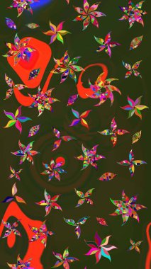 Raster illüstrasyonu. Kumaş, tekstil, duvar kağıdı baskısı için. Eskiz geçmişi. Tomurcukları papatya çiçekleri olan sevimli bir çiçek deseni. Eski usul. Miles Fleur, dandik süs.