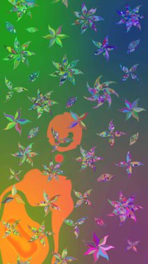 Yeşil ve mavi renkte çiçekler. Gömlek, arka plan modelini çiz. Tropik çiçekler.