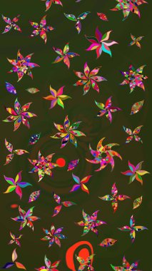 Raster Yumuşak kumaş deseni. Raster çiçek izi. Çiçek yeşili ve gri çizim deseni. Klasik taslak çizimi.