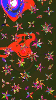 Tekstil için suluboya eskiz deseni. El çizimi çiçek çizimi deseni (fayans). Şirin çiçekleri, desenleri, gri ve yeşil renkleri olan renkli çizim deseni.